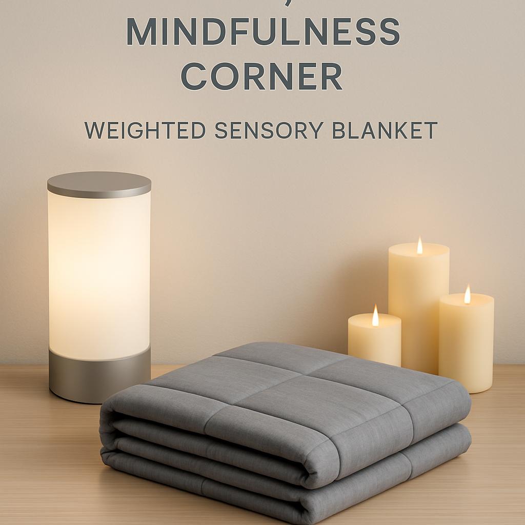 Weighted sensory blanket for mindfulness corner.
